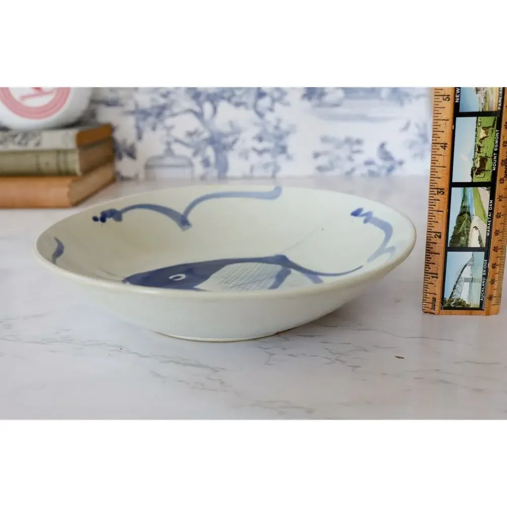 VTG Blue White Koi Fish Bowl 9